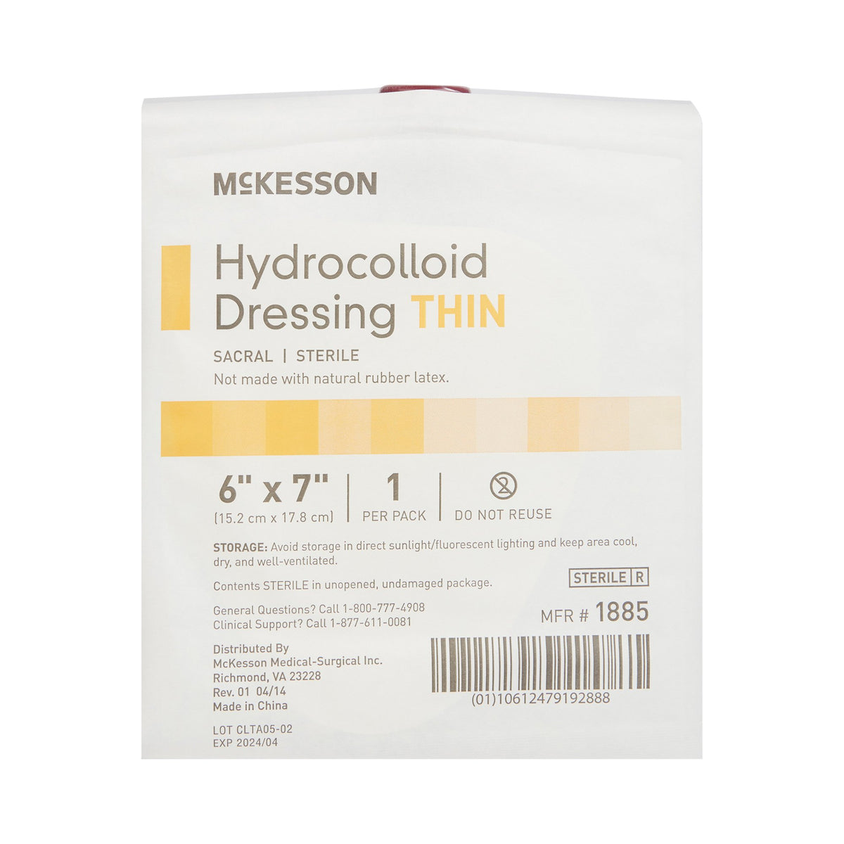 McKesson Hydrocolloid Dressing, 6 x 7 Inch Sacral-Thin Hydrocolloid Dressing McKesson Film Backing 6 X 7 Inch Sacral Hydrocolloid