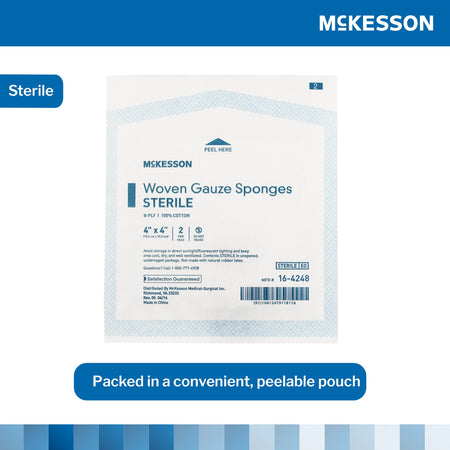 McKesson Sterile Gauze Sponge, 4 x 4 Inch, 8-Ply-Gauze Sponge McKesson 4 X 4 Inch 8-Ply Sterile 2 per Pack
