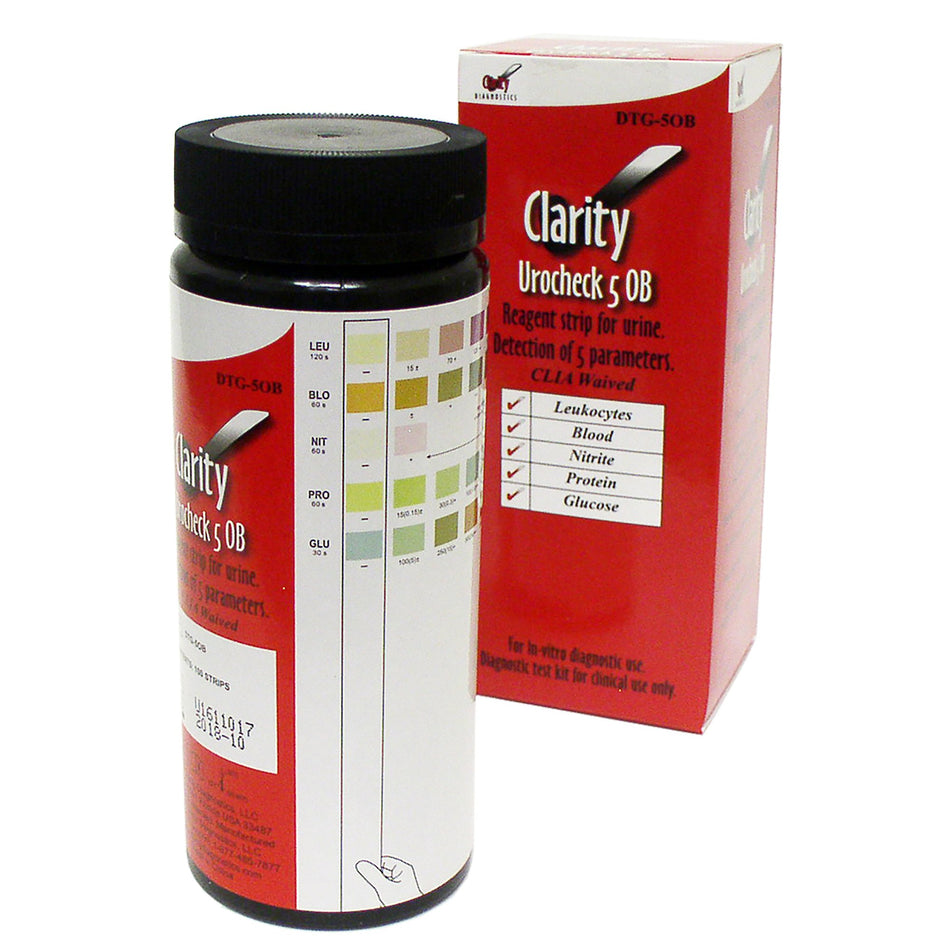Clarity Urocheck 50B Urinalysis Reagent for use with Clarity Urocheck Urinalysis Meter, Blood, Glucose, Leukocytes, Nitrite, Protein tests-"Urinalysis Reagent Clarity Blood, Glucose, Leukocytes, Nitrite, Protein For Clarity Urocheck Urinalysis Meter"