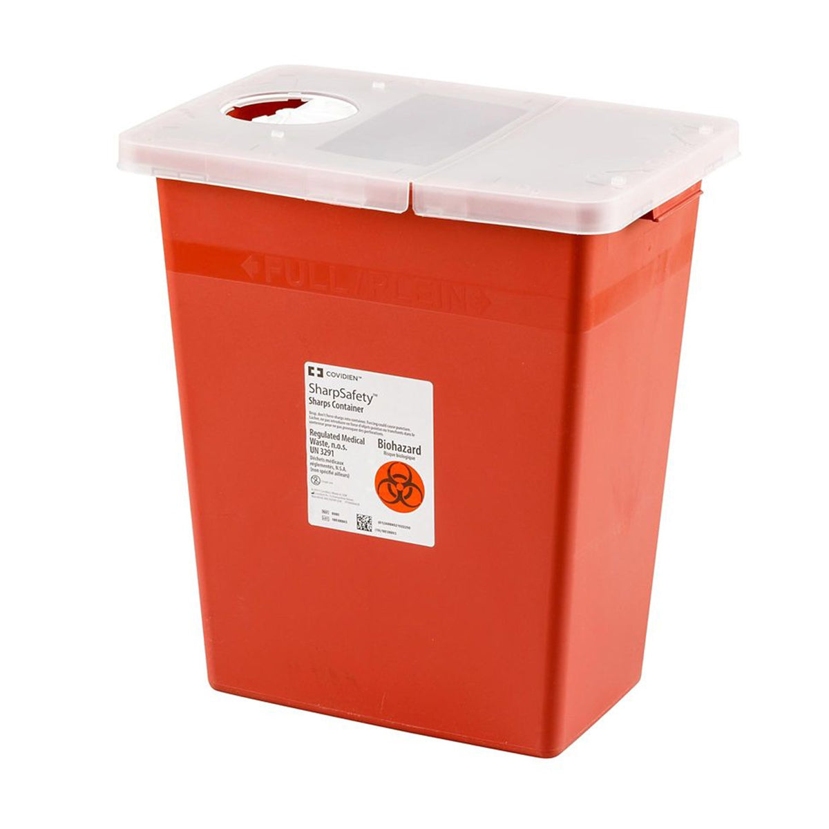 SharpSafety Multi-purpose Sharps Container, 18 Gallon, 26 x 18-1/4 x 12-3/4 Inch-Sharps Container SharpSafety Red Base 26 H X 18-1/4 W X 12-3/4 D Inch Horizontal Entry 18 Gallon