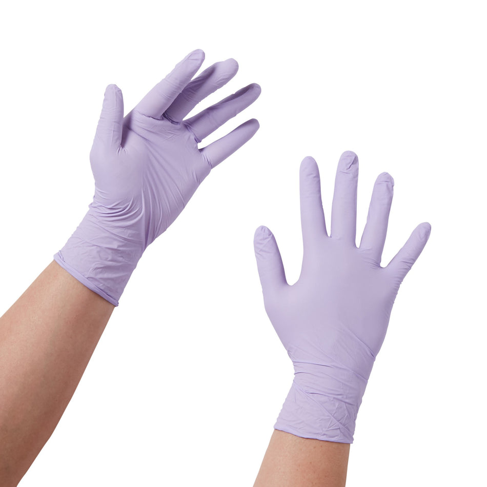 Halyard Lavender Nitrile Exam Glove, Medium-Exam Glove Halyard Lavender Medium NonSterile Nitrile Standard Cuff Length Textured Fingertips Lavender Not Rated