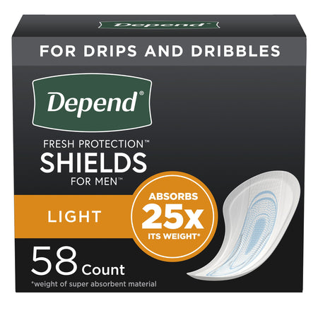 Depend Shields for Men Light Bladder Control Pad-Bladder Control Pad Depend Fresh Protection for Men 5 X 7-1/2 Inch Light Absorbency Sodium Polyacrylate Core One Size Fits Most