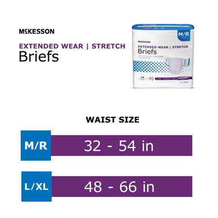 McKesson Extended Wear Maximum Absorbency Incontinence Brief, Medium - Incontinence>Adult Briefs and Protective Undergarme...