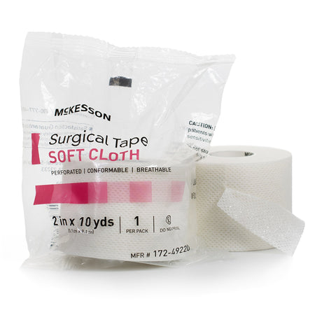 McKesson Cloth Medical Tape, 2 Inch x 10 Yard, White-Perforated Medical Tape McKesson White 2 Inch X 10 Yard Soft Cloth NonSterile