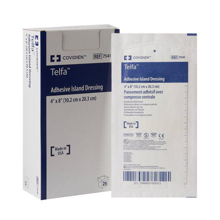 Telfa White Adhesive Dressing, 4 x 8 Inch-Island Dressing Telfa 4 X 8 Inch Rectangle Sterile