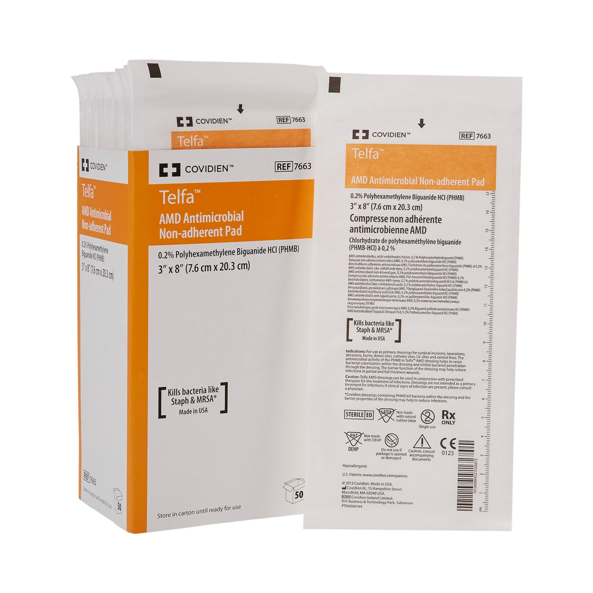 Telfa Impregnated Antimicrobial Dressing, 3 x 8 Inch-Antimicrobial Island Dressing Telfa AMD 3 X 8 Inch Rectangle Sterile