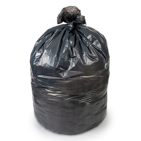 Colonial Bag Heavy Duty Trash Bag, Black, 55 gal.-Trash Bag Colonial Bag 55 gal. Black LLDPE 0.65 mil 36 X 58 Inch X-Seal Bottom Flat Pack