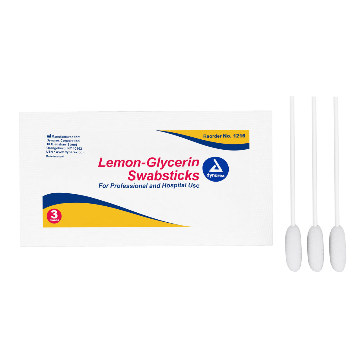 dynarex� Lemon-Glycerin Oral Swabsticks-Lemon Glycerin Swabstick Dynarex� Foam Tip 3 per Pack