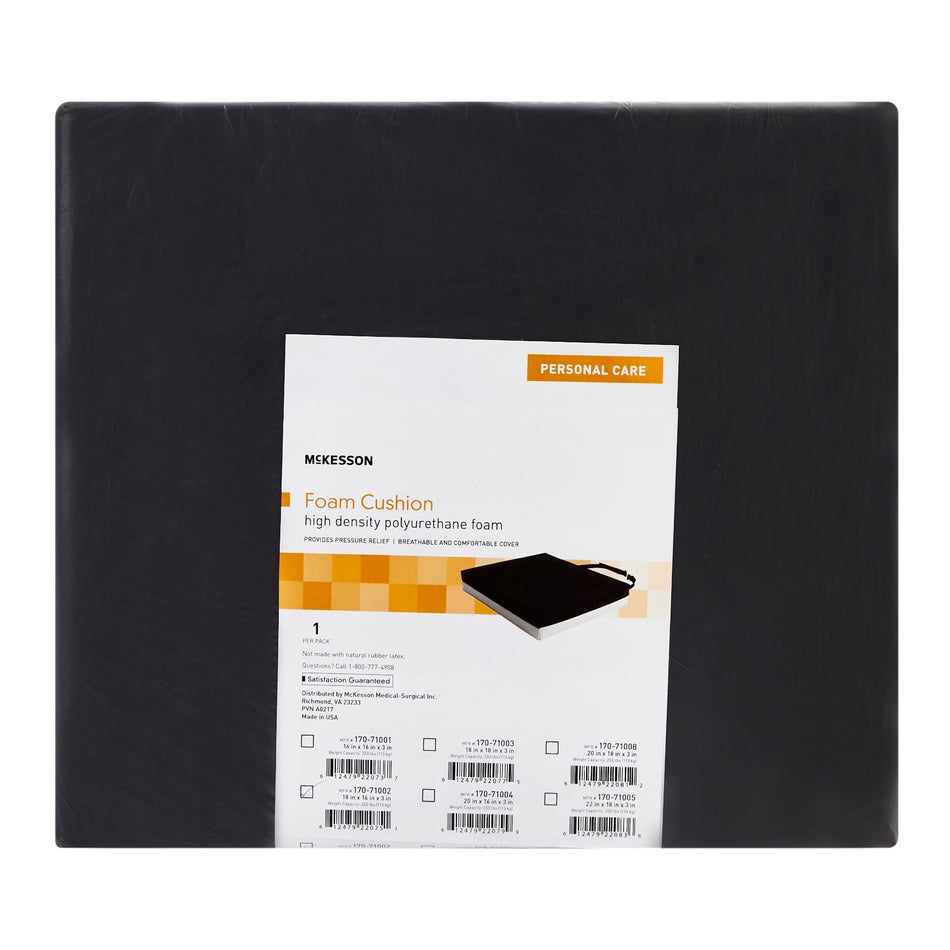 McKesson Foam Seat Cushion, 18 x 16 x 3 Inch-Seat Cushion McKesson 18 W X 16 L X 3 D Inch Polyurethane