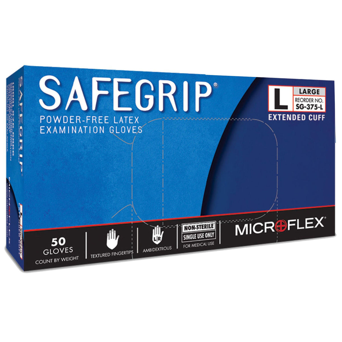SafeGrip® Latex Extended Cuff Length Exam Glove, Large, Blue - Gloves>Exam Gloves - Microflex Medical