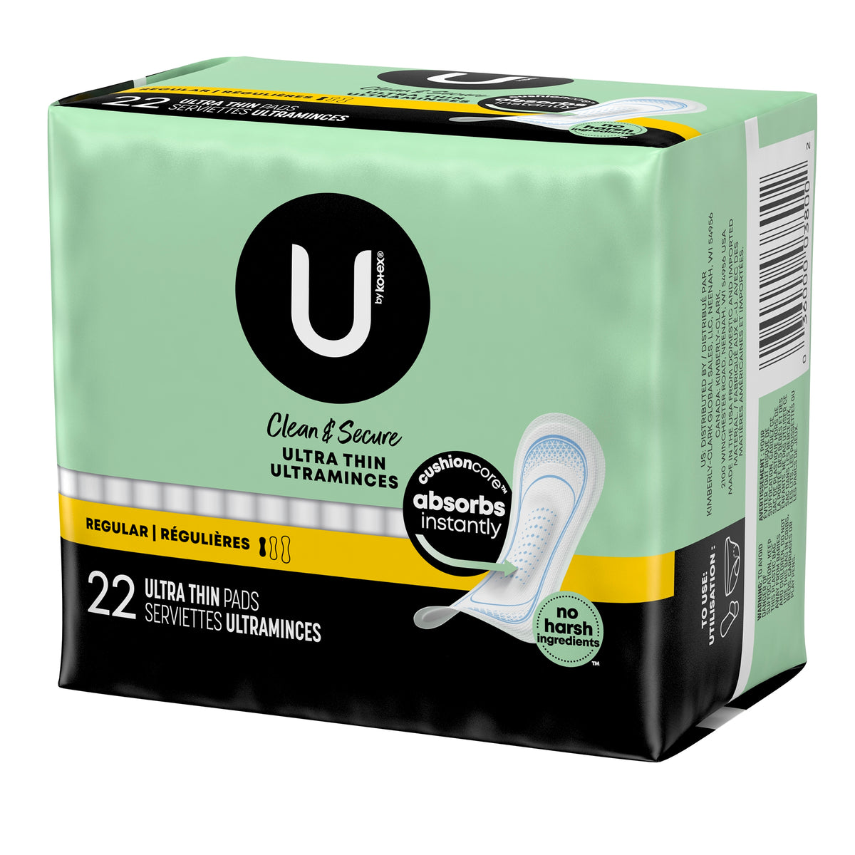 U by Kotex Security Ultra Thin Pad, Regular Absorbency-Feminine Pad U by Kotex Ultra Thin Regular Absorbency