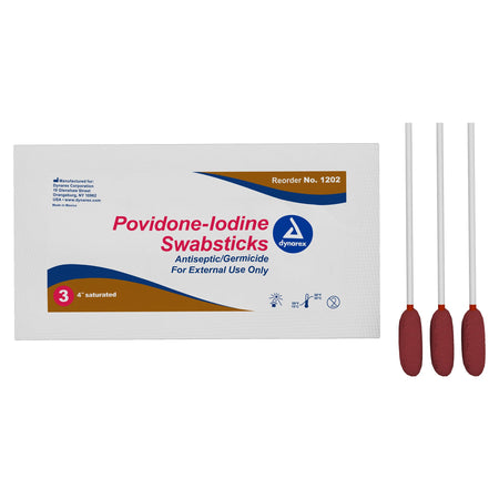 Dynarex Povidone Iodine Swabsticks-Impregnated Swabstick 10% Strength Povidone-Iodine Individual Packet NonSterile