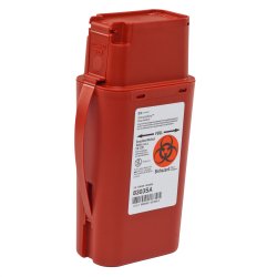 SharpSafety Sharps Transport Container, 1 Quart, 8 x 2 x 4 Inch-Portable Sharps Container SharpSafety Red Base 8-3/4 H X 2-1/2 D X 4-1/2 W Inch Vertical Entry 0.25 Gallon