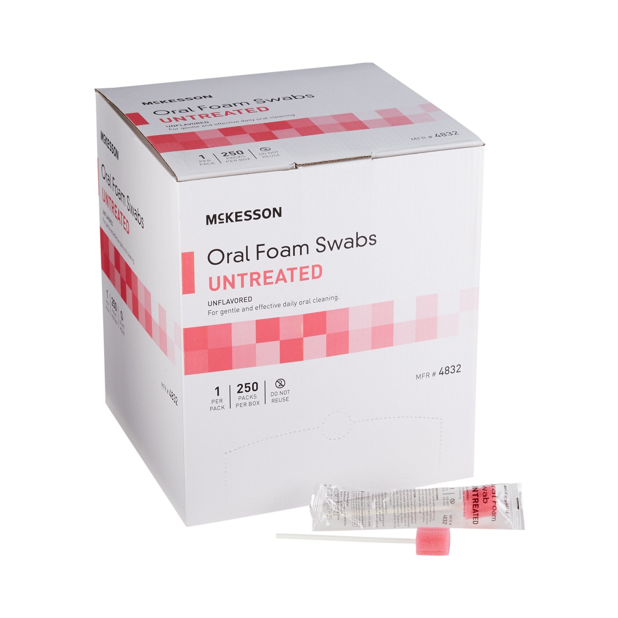 McKesson Oral Swabstick, Foam Tip, Untreated-Oral Swab McKesson Untreated Foam Tip 1 per Pack