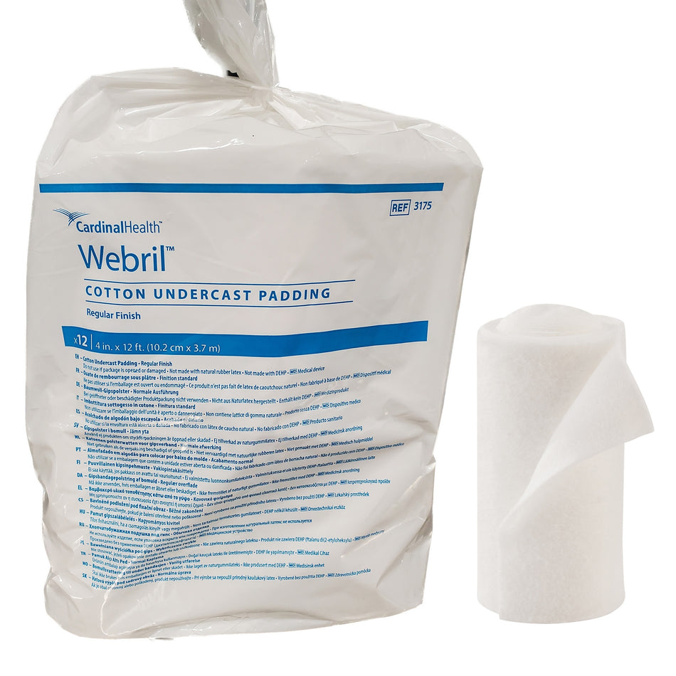 Webril Undercast Cotton Cast Padding, 4 Inch x 4 Yard-Cast Padding Undercast Webril 4 Inch X 4 Yard Cotton NonSterile