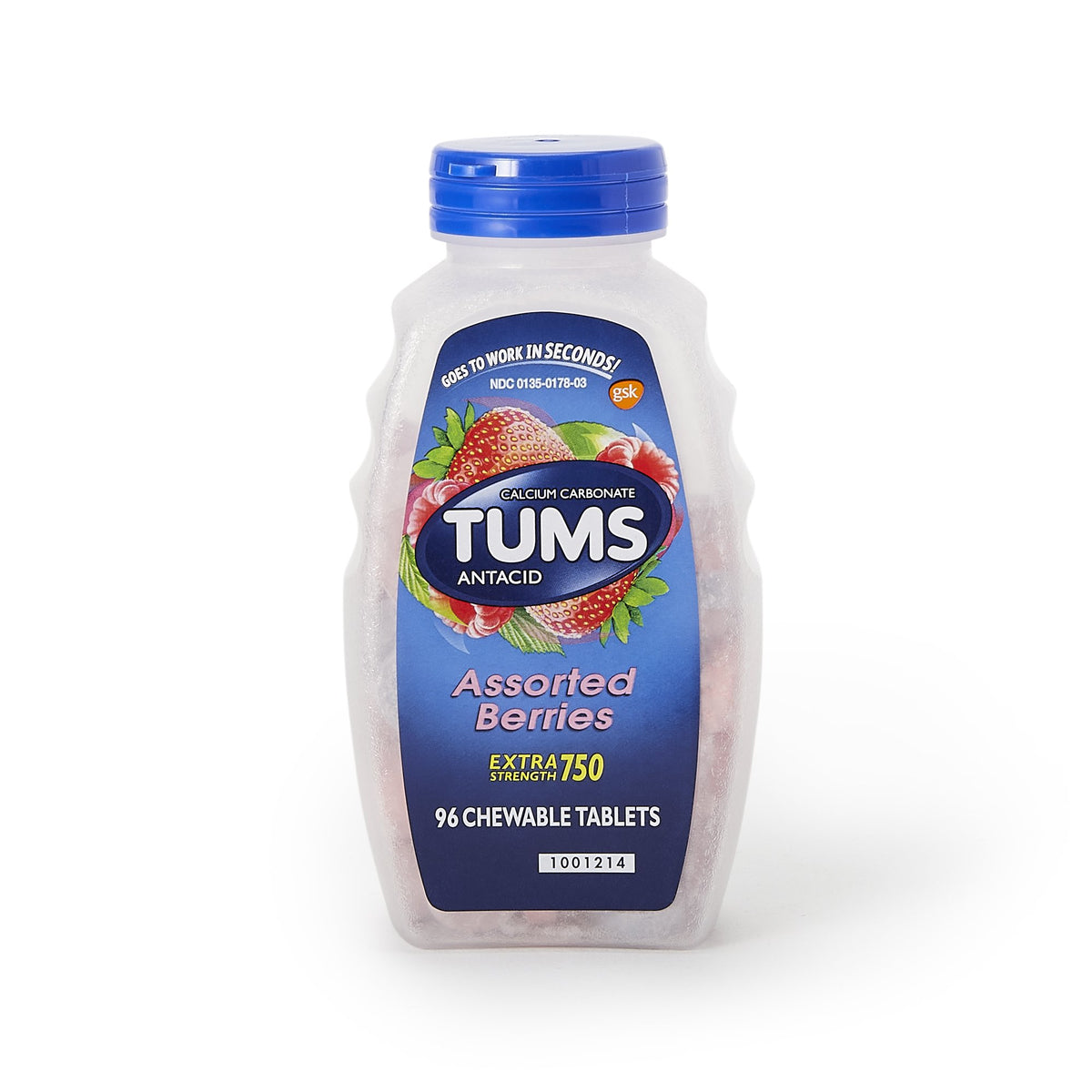Tums Extra Strength Antacid-Antacid Tums Extra Strength 750 mg Strength Chewable Tablet 96 per Bottle