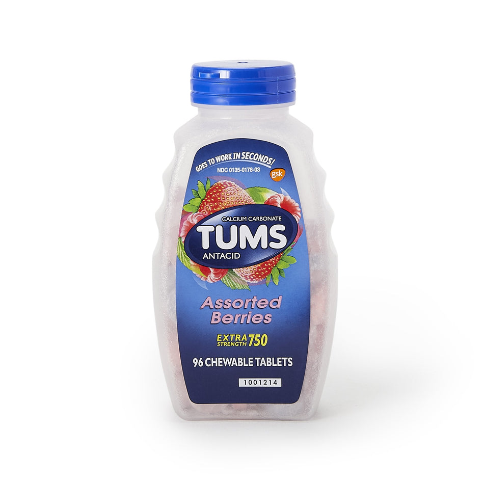 Tums Extra Strength Antacid-Antacid Tums Extra Strength 750 mg Strength Chewable Tablet 96 per Bottle