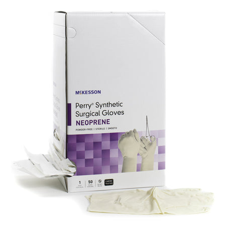 McKesson Perry Polychloroprene Surgical Glove, Size 6.5, Cream-Surgical Glove McKesson Perry Synthetic Surgical Gloves Size 6.5 Sterile Polychloroprene Standard Cuff Length Smooth Cream Chemo Tested