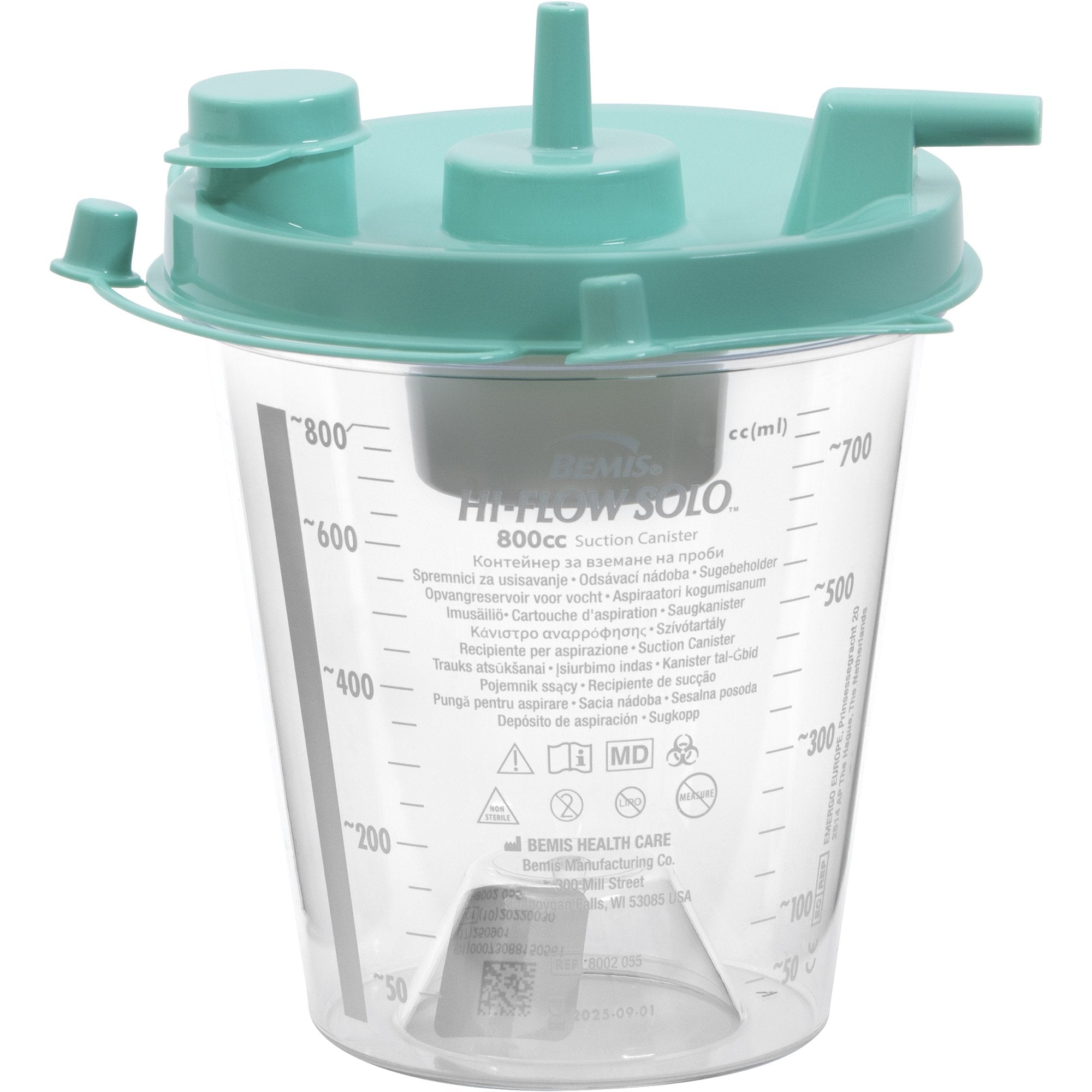 Hi-Flow� Rigid Suction Canister for use with Bemis Quick-Drain� Systems, 800 mL-Rigid Suction Canister Hi-Flow� 800 mL Sealing Lid