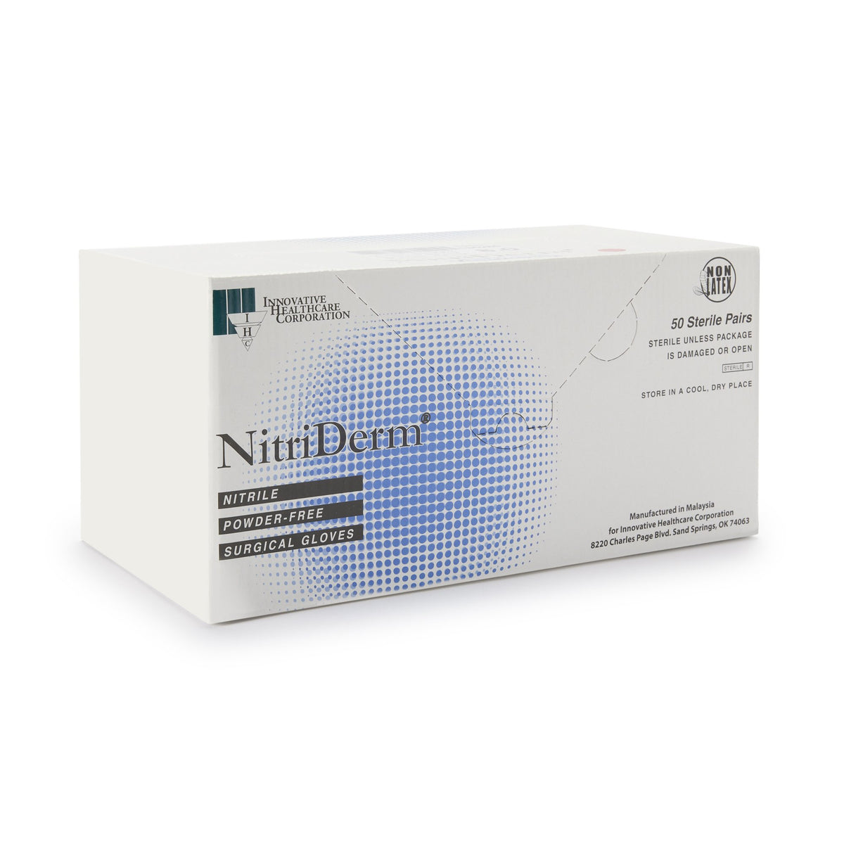 NitriDerm Nitrile Surgical Glove, Size 6, White-Surgical Glove NitriDerm Size 6 Sterile Nitrile Standard Cuff Length Fully Textured White Chemo Tested