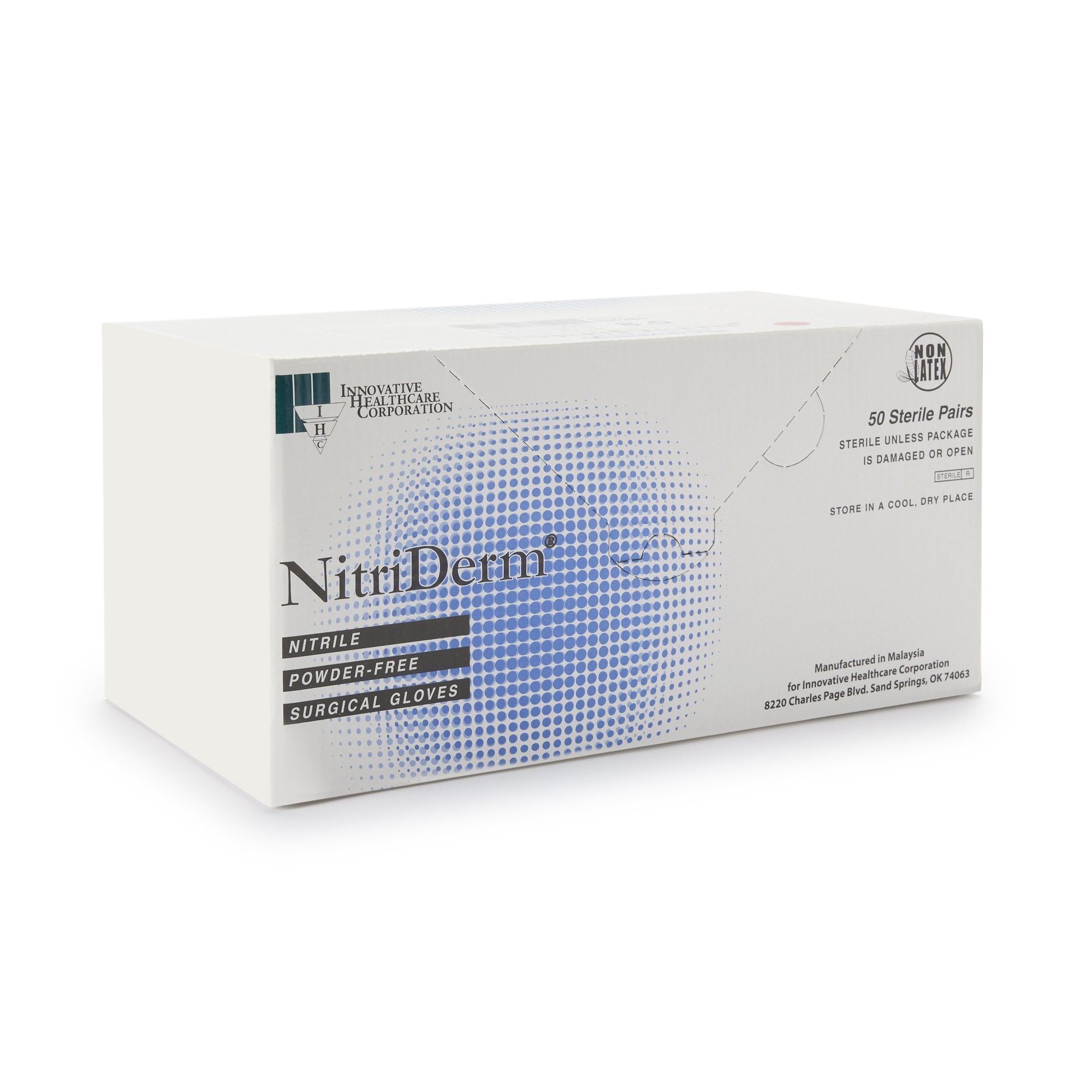 NitriDerm Nitrile Surgical Glove, Size 6, White-Surgical Glove NitriDerm Size 6 Sterile Nitrile Standard Cuff Length Fully Textured White Chemo Tested