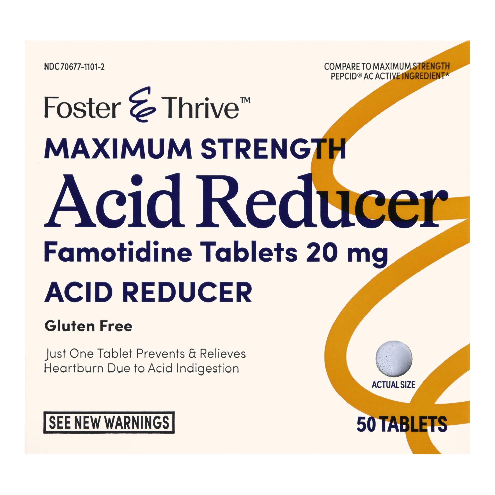 Foster & Thrive Maximum Strength Acid Reducer Famotidine 20 mg-Antacid Foster & Thrive 20 mg Strength Tablet 50 per Bottle