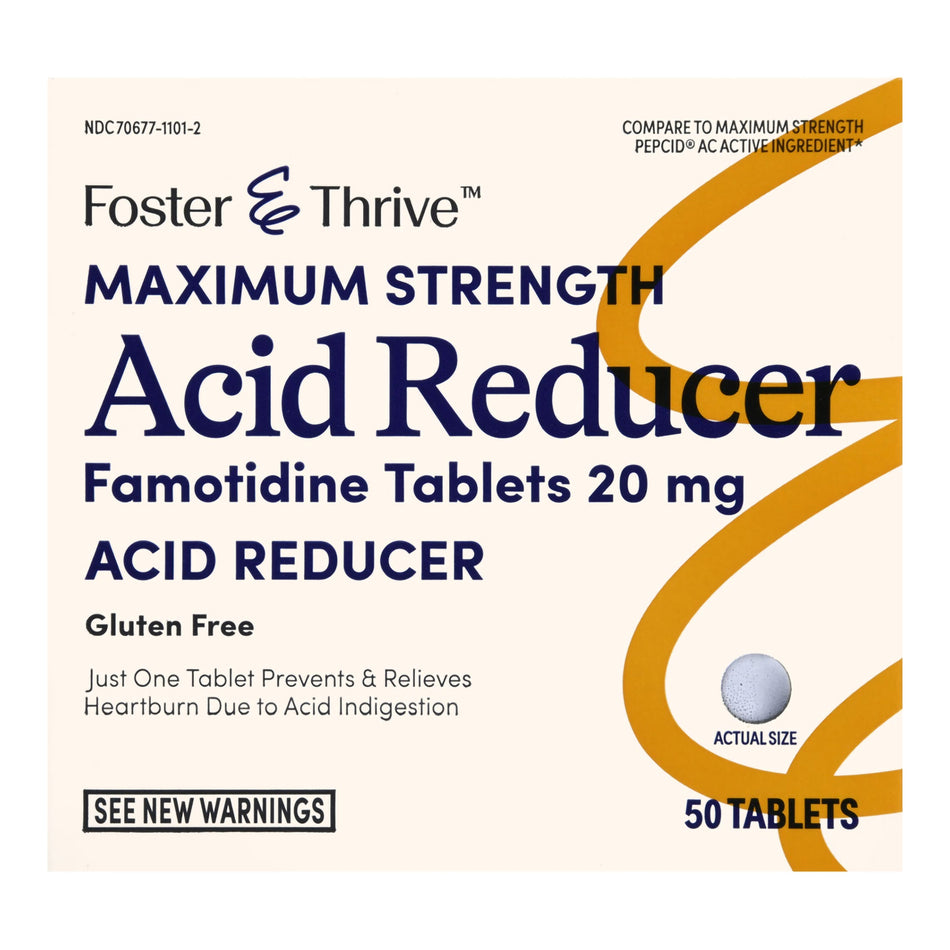 Foster & Thrive Maximum Strength Acid Reducer Famotidine 20 mg-Antacid Foster & Thrive 20 mg Strength Tablet 50 per Bottle