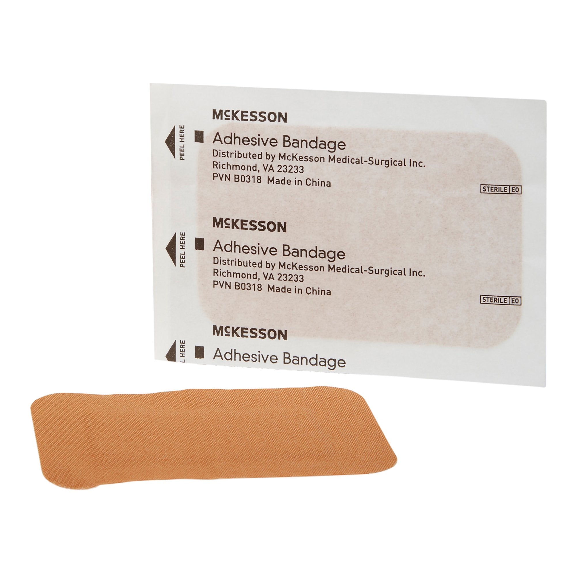 McKesson Tan Adhesive Strip, 2 x 3 Inch-Adhesive Strip McKesson 2 X 3 Inch Fabric Rectangle Tan Sterile