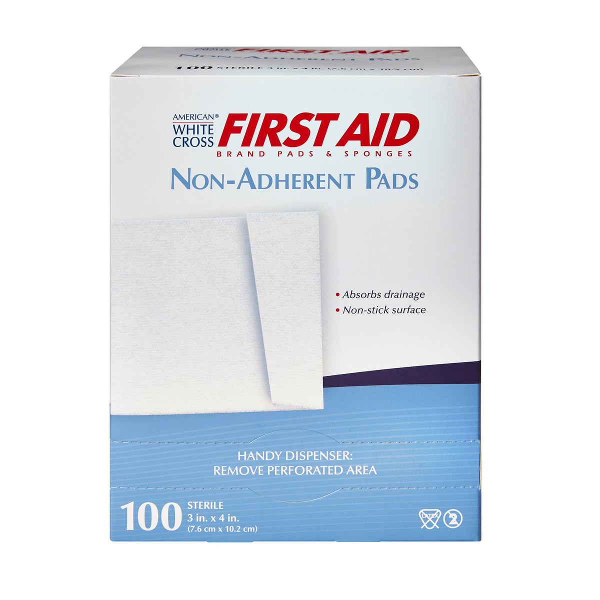 American White Cross Nonadherent Dressing, 3 x 4 Inch-Non-Adherent Dressing American White Cross 3 X 4 Inch Sterile 1 per Pack