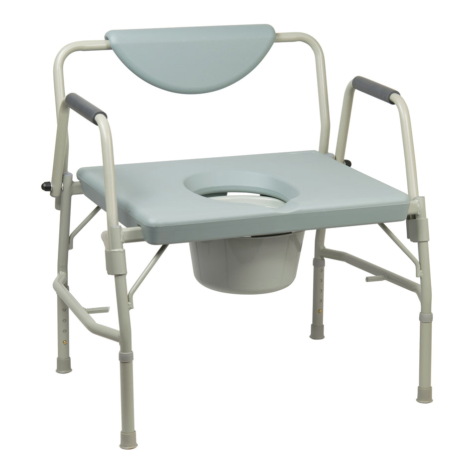 McKesson Bariatric Commode Chair-Commode Chair McKesson Drop Arms Steel Frame Padded Backrest 23-1/4 Inch Seat Width 1000 lbs. Weight Capacity