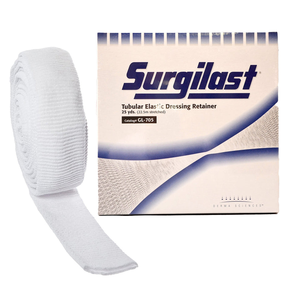 Elastic Net Retainer Dressing Surgilast® Tubular Elastic 25 Yard Size 5 White Small Head / Shoulder / Thigh NonSterile