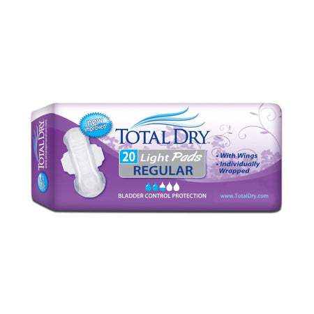 TotalDry Light Absorbency Bladder Control Pad, 11-Inch Length-Bladder Control Pad TotalDry 11 Inch Length Moderate Absorbency Polymer Core Regular