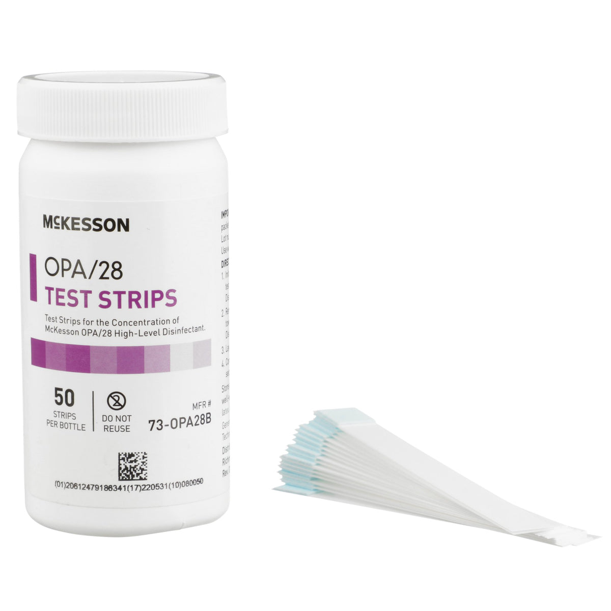 McKesson OPA Concentration Indicator-OPA Concentration Indicator McKesson OPA/28 Pad 50 Test Strips Bottle Single Use