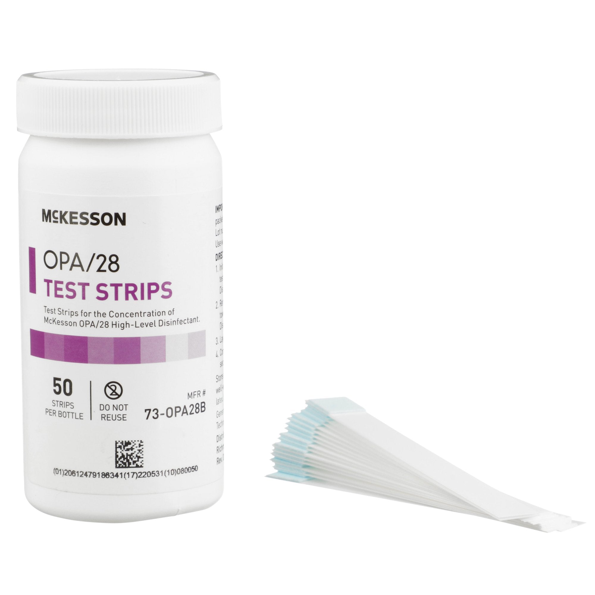 McKesson OPA Concentration Indicator-OPA Concentration Indicator McKesson OPA/28 Pad 50 Test Strips Bottle Single Use