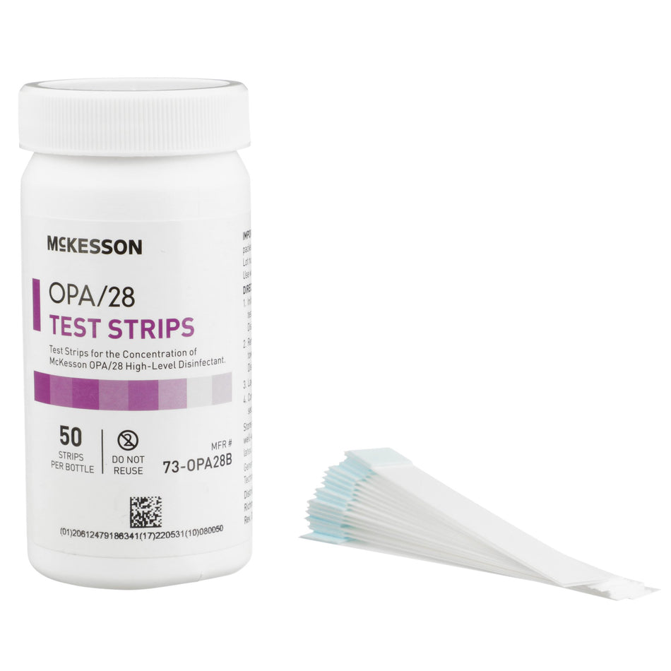 McKesson OPA Concentration Indicator-OPA Concentration Indicator McKesson OPA/28 Pad 50 Test Strips Bottle Single Use