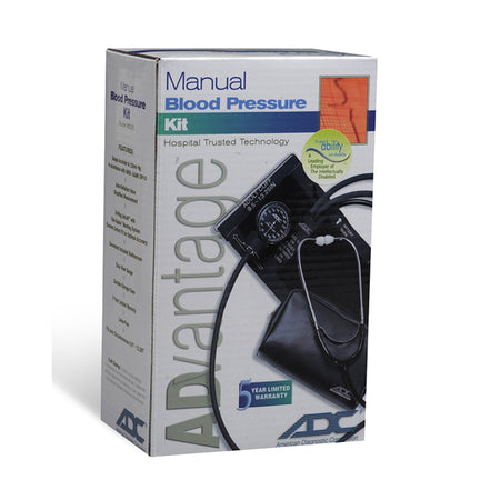 Advantage 6005 Manual Blood Pressure Kit Aneroid Sphygmomanometer / Stethoscope Combo-Reusable Aneroid / Stethoscope Set Advantage 24 to 33.6 cm Adult Cuff Single Head General Exam Stethoscope Pocket Aneroid