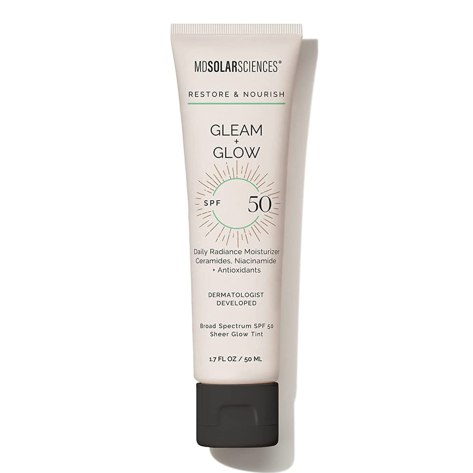MDSolarSciences Gleam + Glow SPF 50-Facial Moisturizer with Sunscreen MDSolarsciences Gleam + Glow SPF50 1.7 oz. Tube Scented Cream