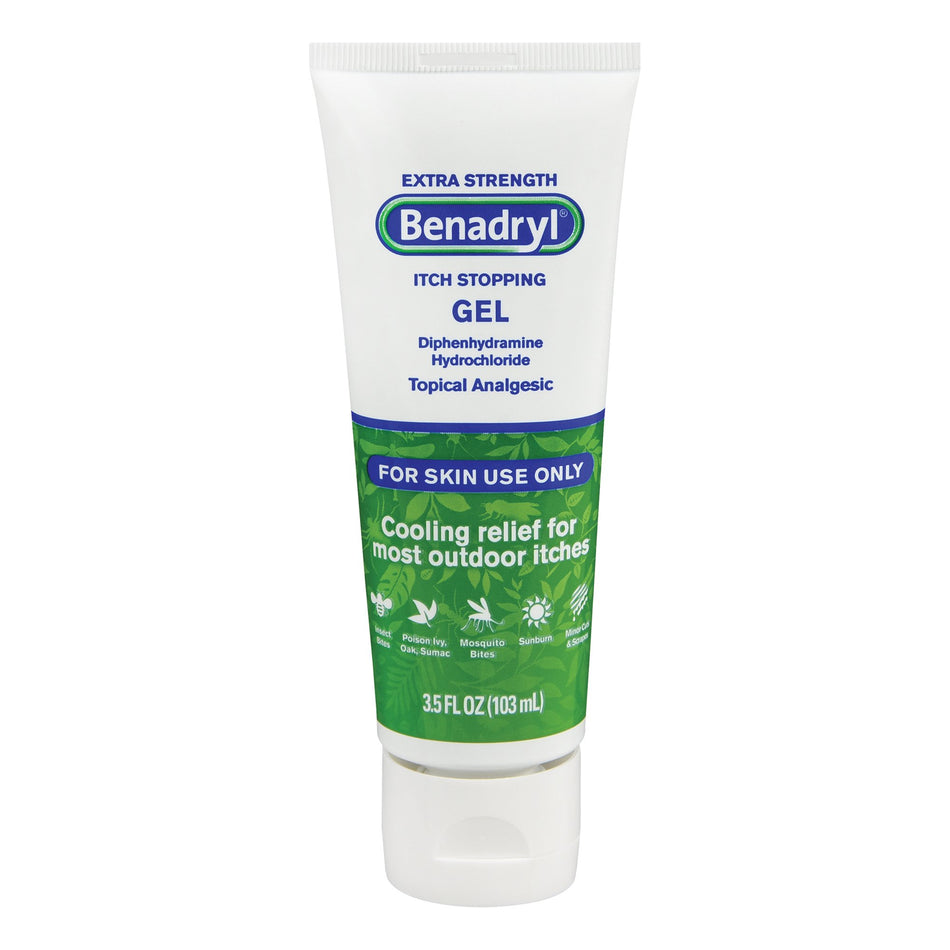Benadryl Diphenhydramine / Zinc Acetate Itch Relief-Itch Relief Benadryl 2% Strength Gel 4 oz. Tube