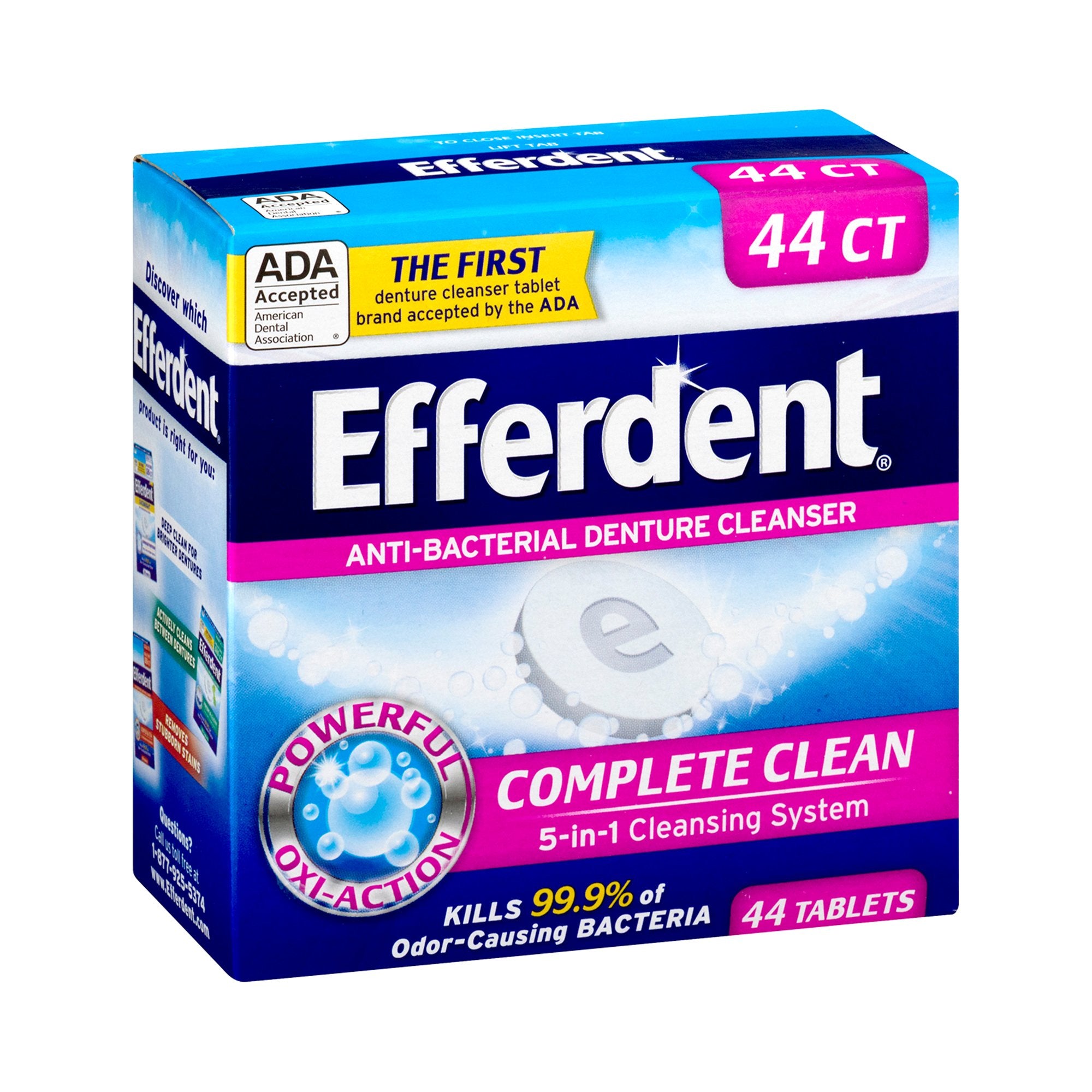 Efferdent Denture Cleaner, 44 Tablets per Box-Denture Cleaner Efferdent