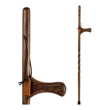 Brazos Twisted Oak Dual Purpose Handcrafted Walking Stick, 55-Inch-Walking Stick Brazos Dual Purpose Staff Wood 55 Inch Height Wood Grain