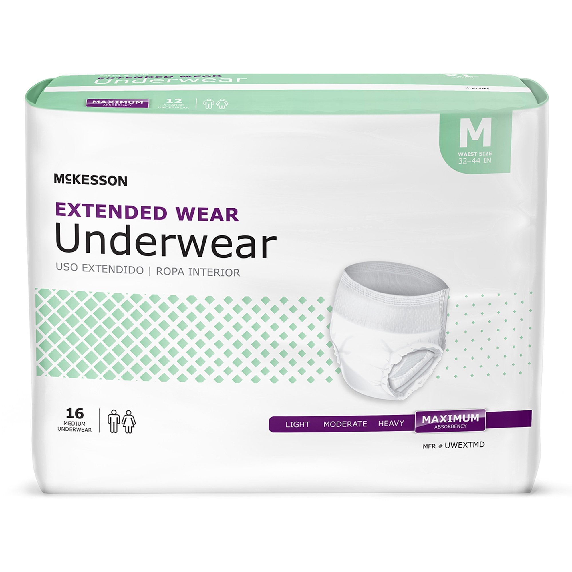 McKesson Extended Wear Maximum Absorbency Underwear, Medium-Unisex Adult Absorbent Underwear McKesson Pull On with Tear Away Seams Medium Disposable Heavy Absorbency