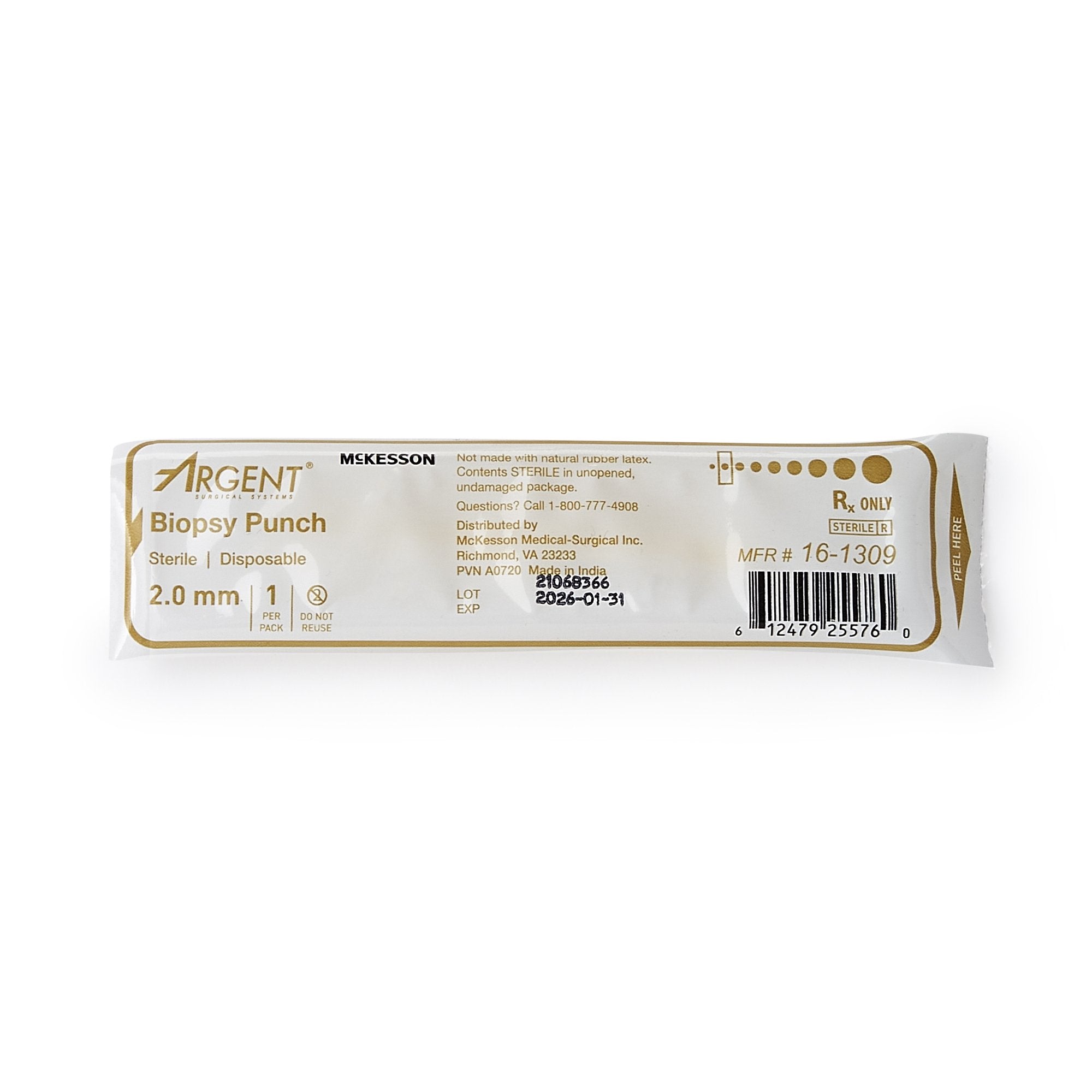 McKesson Argent Disposable Biopsy Punches, 2.0 mm-Biopsy Punch McKesson Argent Dermal 2 mm