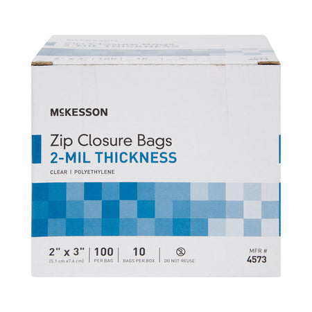 McKesson Zip Closure Bag, 2 x 3 in.-Reclosable Bag McKesson 2 X 3 Inch Polyethylene Clear Zipper Closure