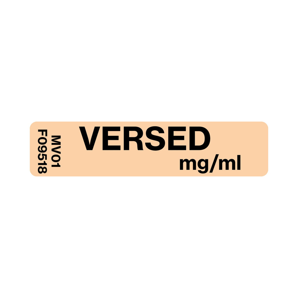 MedVision Drug Label, Versed mg/mL-Drug Label MedVision Anesthesia Label Versed mg/mL Orange 5/16 X 1-1/4 Inch