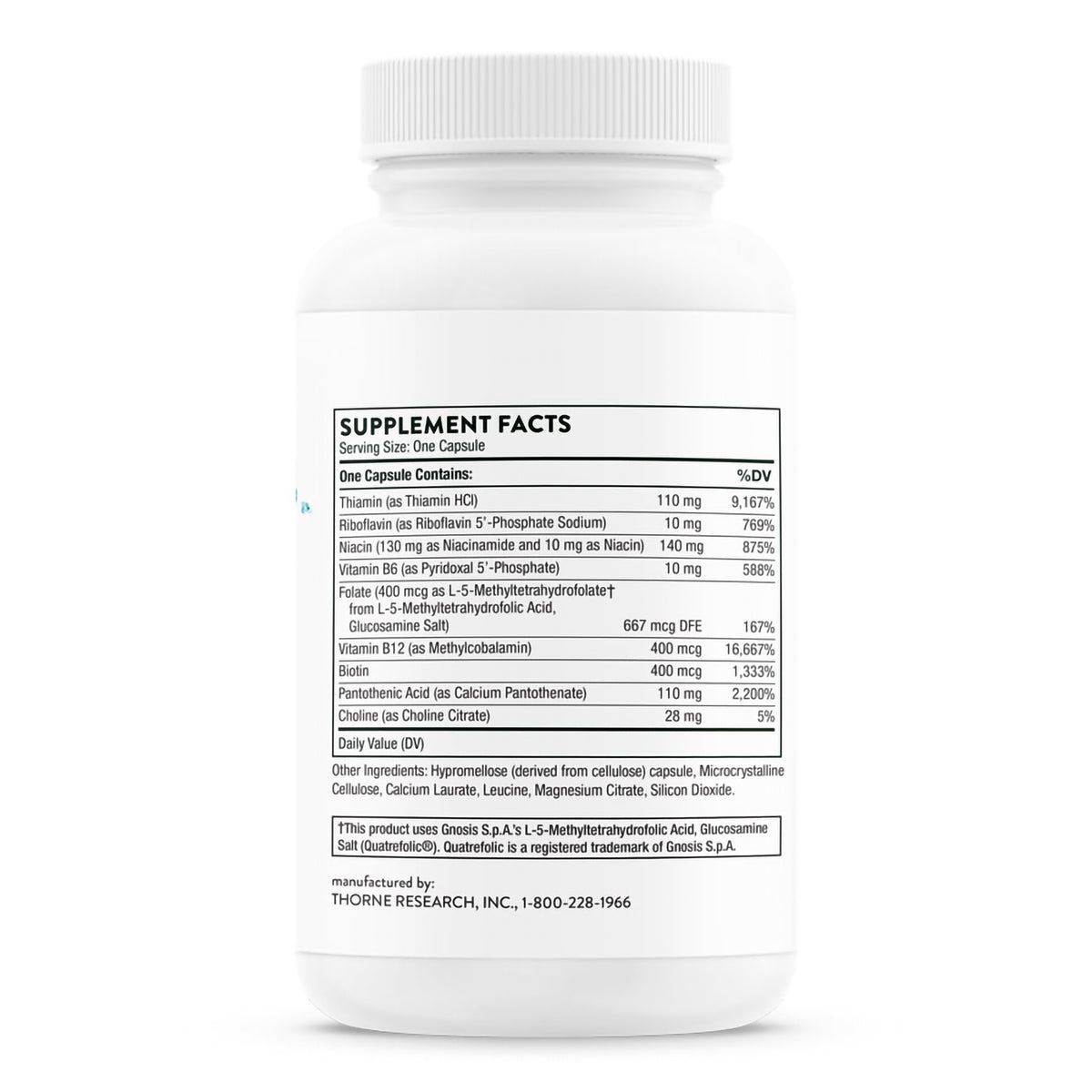 Thorne Basic B Complex Dietary Supplement-Dietary Supplement THORNE Basic B Complex Multiple Vitamins Various Strengths Capsule 60 per Bottle