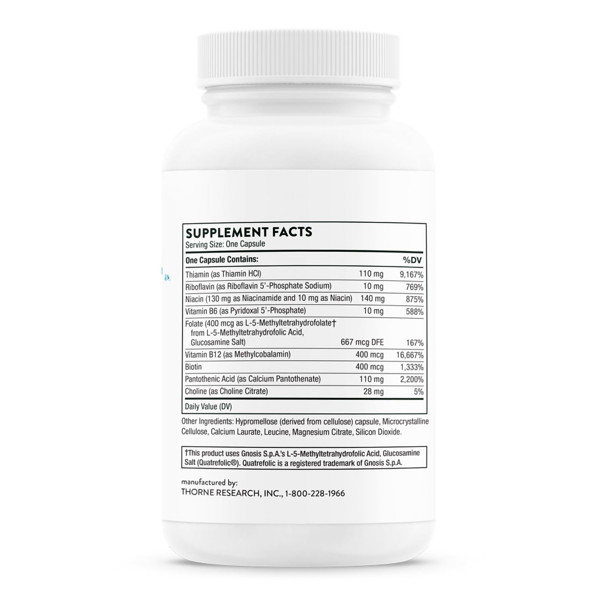Thorne Basic B Complex Dietary Supplement-Dietary Supplement THORNE Basic B Complex Multiple Vitamins Various Strengths Capsule 60 per Bottle