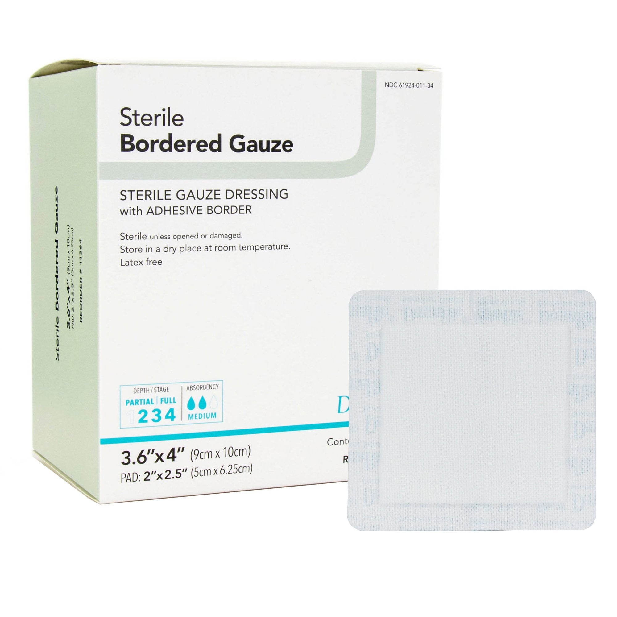DermaRite Gauze Adhesive Dressing, White, Sterile, 3-3/5 x 4 inch-Island Dressing DermaRite Bordered Gauze 3-3/5 X 4 Inch Square Sterile