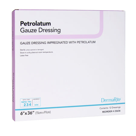 DermaRite Petrolatum Impregnated Dressing, 6 x 36 Inch-Petrolatum Impregnated Dressing DermaRite Rectangle 6 X 36 Inch Sterile