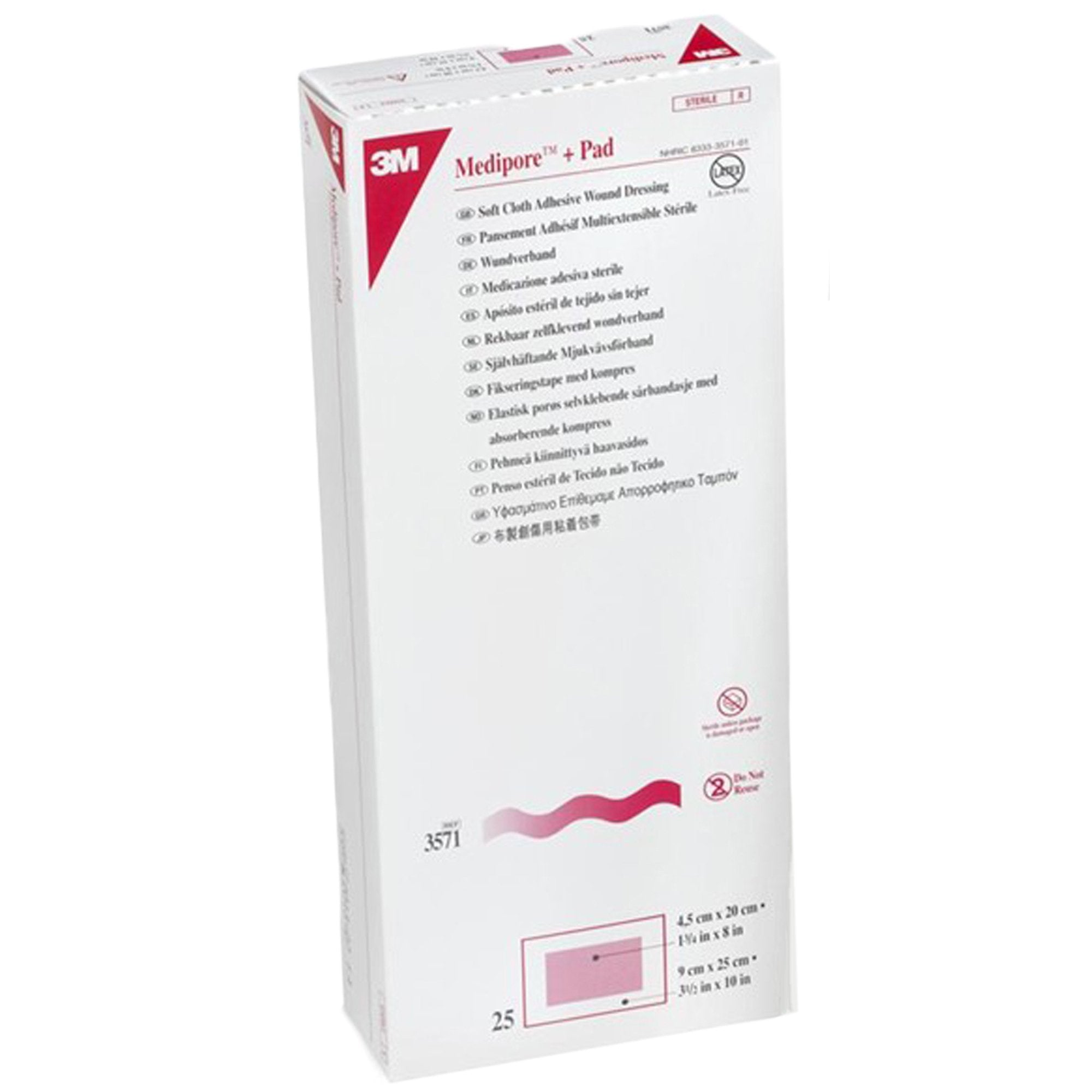 3M Medipore + Pad Soft Cloth Adhesive Dressing, 3 x 10 Inch-Composite Dressing 3M Medipore 3-1/2 X 10 Inch Rectangle Sterile Nonwoven Backing