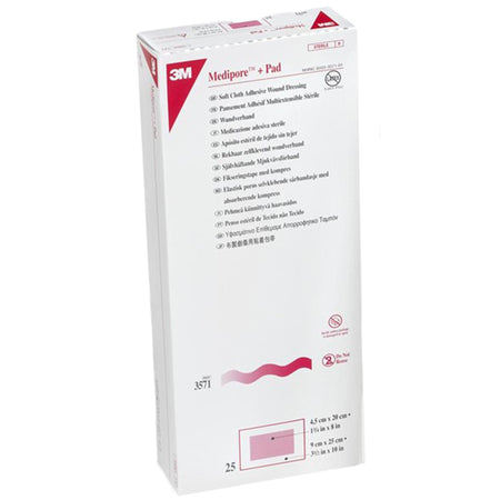 3M Medipore + Pad Soft Cloth Adhesive Dressing, 3 x 10 Inch-Composite Dressing 3M Medipore 3-1/2 X 10 Inch Rectangle Sterile Nonwoven Backing